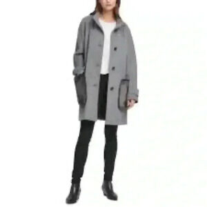 DKNY Faux Fur Pocket Walker Coat